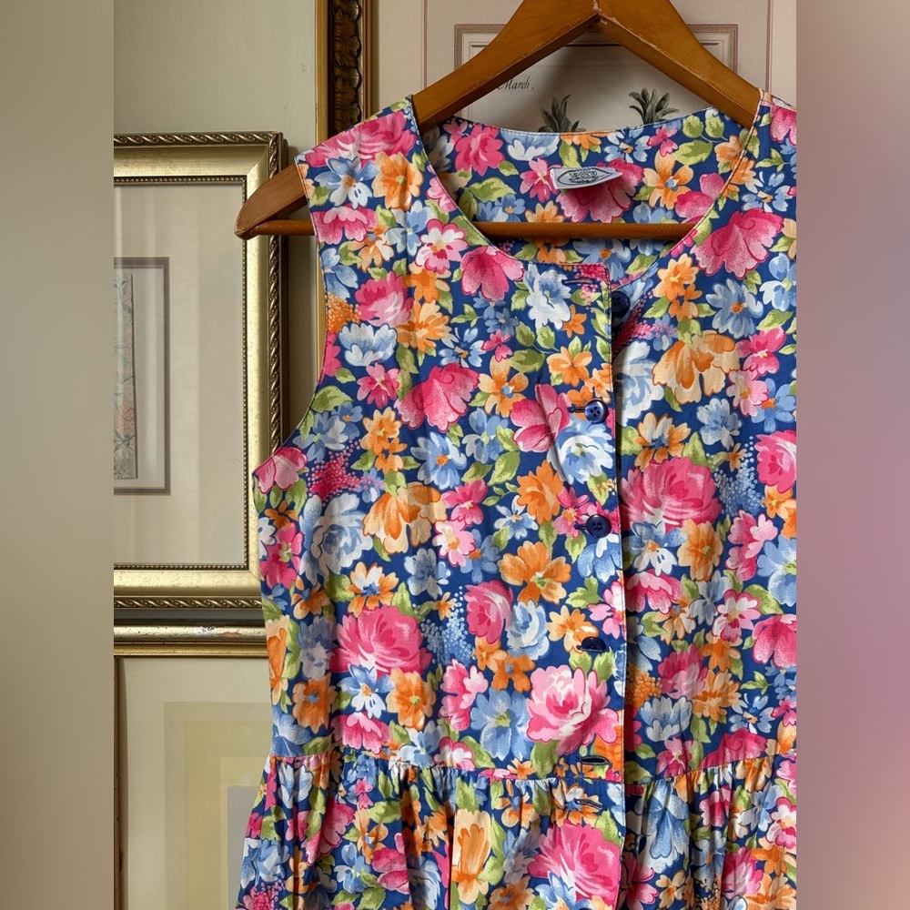 Vintage Laura Ashley Floral Bow Pocket Jumpsuit Romper Small - Picture 8 of 13